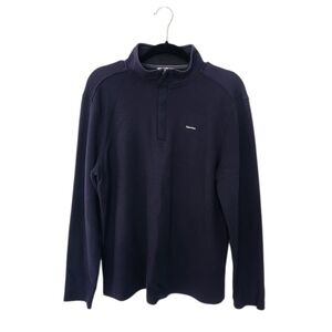 Calvin Klein Mens 1/4 Zip Mock Neck Pullover Top Blue Size Medium Logo.